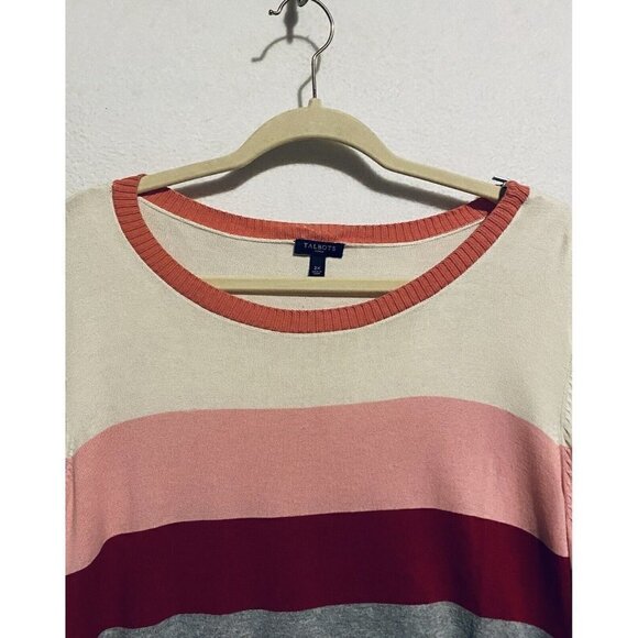 Talbots Sweater Womens 2X Ivy League Striped Pullover Zipper Shoulder Boho - Picture 3 of 7